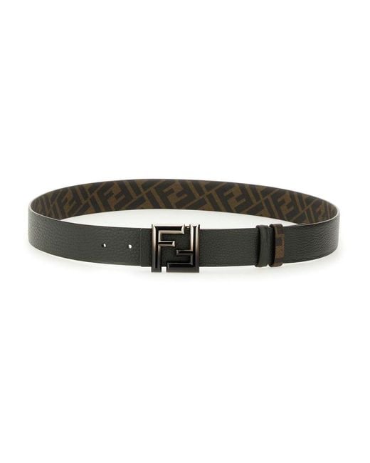 Fendi Black 'Rounded Ff' Reversible Belt for men