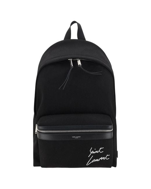 Saint Laurent Black Canvas City Backpack Bags for men