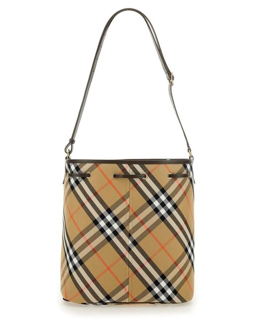 Burberry Metallic Check Bucket Bag
