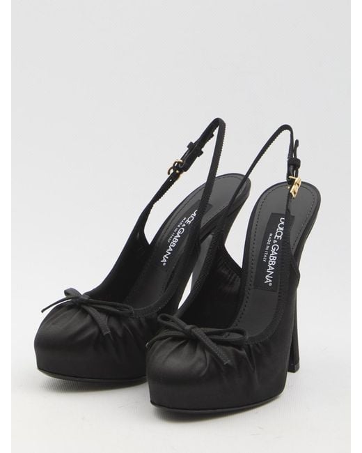 Dolce & Gabbana Black Dolce&Gabbana Satin Slingback Platform Shoes