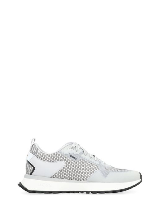 Boss White Jonah Fabric Low-Top Sneakers for men