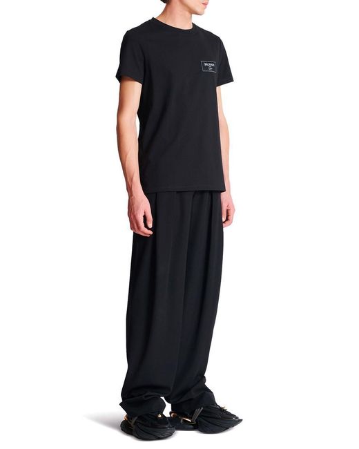 Balmain Black T-Shirt With Couture Label for men