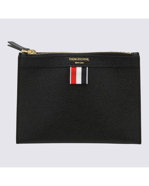 Thom Browne Black Leather Rwb Crossbody Bag