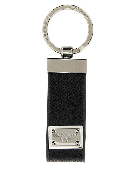 Dolce & Gabbana White Logo Plaque Keyring for men