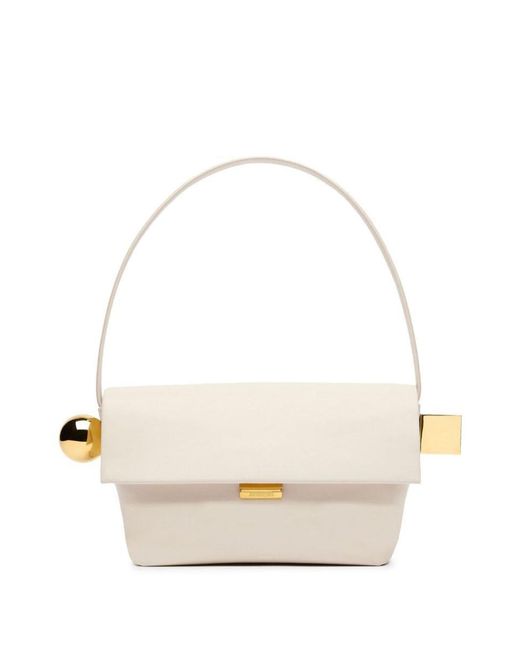 Jacquemus White Le Rond Carre Leather Shoulder Bag