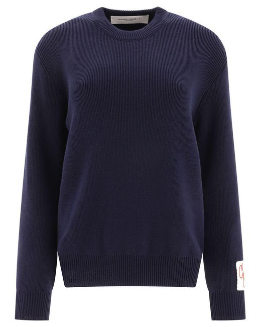 Golden Goose Deluxe Brand Blue Dany Cotton Crew-Neck Sweater