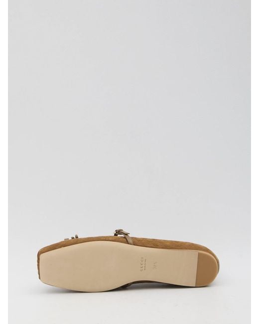 Gucci Brown Ballerina Round Toe Horsebit Ballerina
