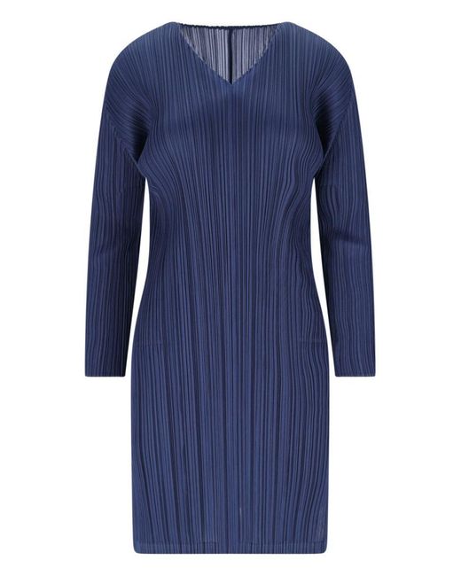 Pleats Please Issey Miyake Blue Dresses