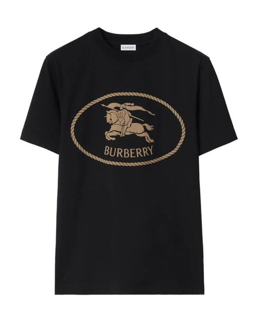 【関税込み】Burberry ブラック Knight Stamp コットン Tシャツ Burberry: ブラック Knight Stamp コットン Tシャツ | SSENSE 日本