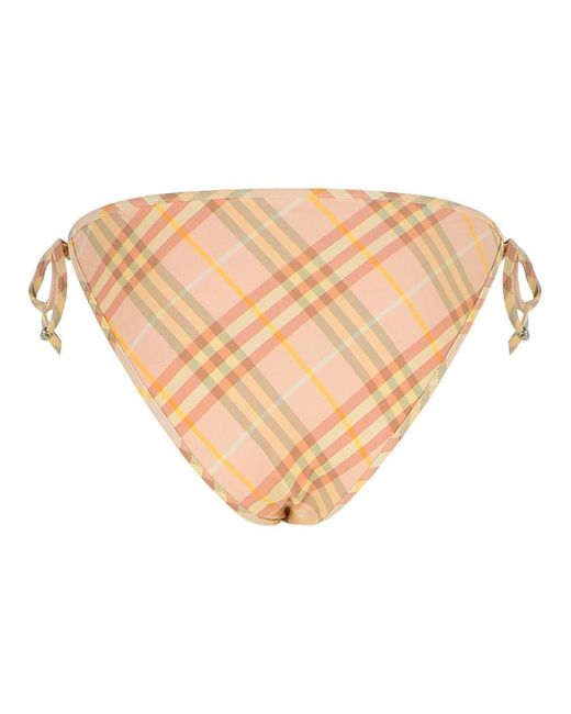Burberry Natural 'Check' Cream Polyamide Blend Bikini Bottoms