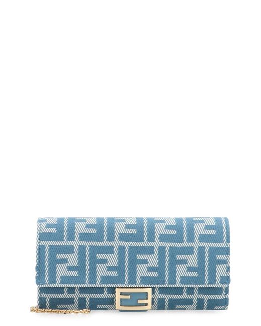 Fendi Blue Continental Baguette Wallet On Chain