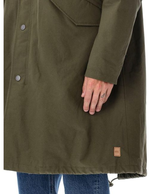 A.P.C. Green Antonin Relaxed Fit Parka Jacket for men