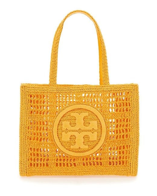 Tory Burch Yellow Ella Small Rafia Tote