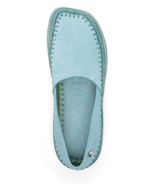 Loewe Blue X Paula's Ibiza Suede Raffia-Trim Rio Slippers