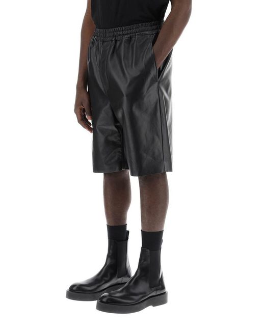 Jil Sander Black Leather Bermuda Shorts For for men