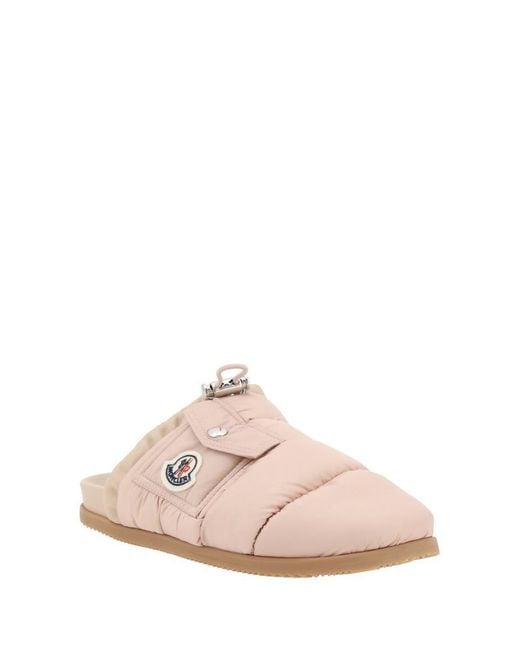 サンダル・ミュール MONCLER Women Sandals 4C00040 M4095 50N Pink $295 Moncler Women's Pink Lilo Round Open-Toe Logo Slide
