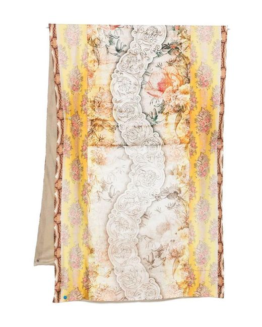 Étole Occasion Pierre Louis Mascia - Laine Et Modal - Motif Floral Multicouleur