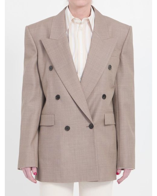 Saint Laurent Natural Wool Double-Breasted Jacket