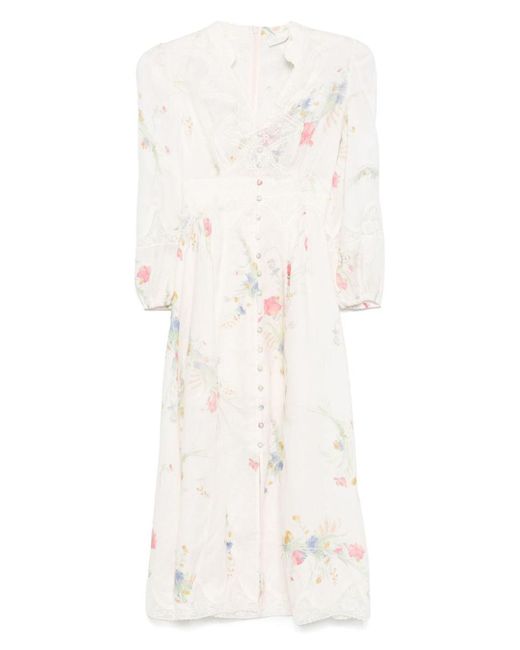 Zimmermann White Lucky Linen Midi Dress