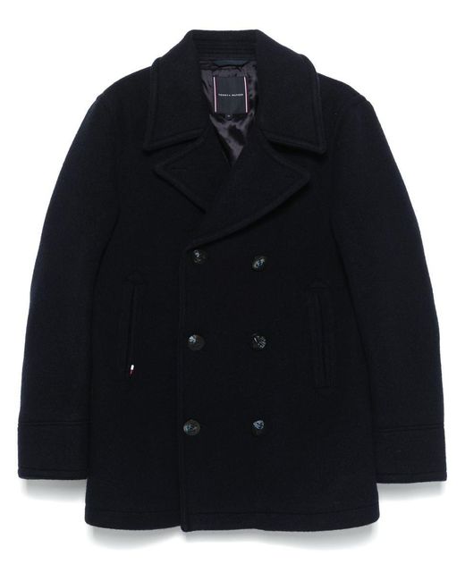 Tommy Hilfiger Blue Double-Breasted Peacoat for men