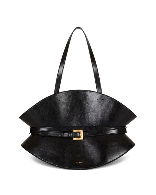 Balmain Black "Shuffle" Medium Calfskin Bag Bags