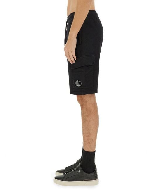 C P Company Black Sweatshirt Bermuda for men