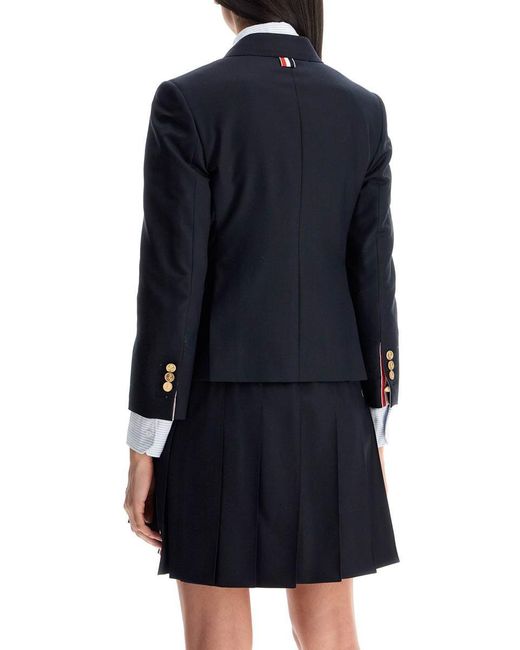 Thom Browne Blue Single-Breasted Cropped Jacket