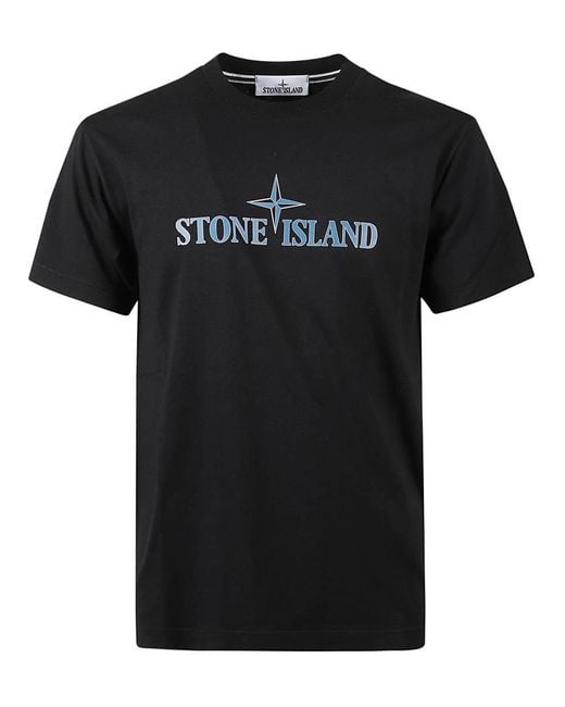 Stone Island Black T-Shirt With Logo, for men