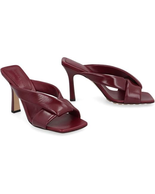 Bottega Veneta Red Riva Leather Mules