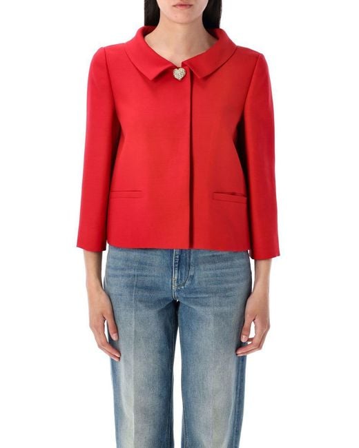 Valentino Garavani Red Crepe Couture Jacket