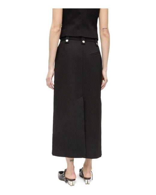 Ganni Black Crepe Midi Skirt