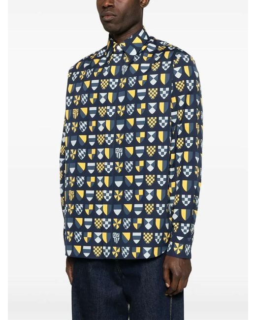 Fendi Blue Shirt With Banners for men