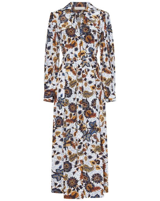 Ulla Johnson White Floral Print Midi Shirt Dress