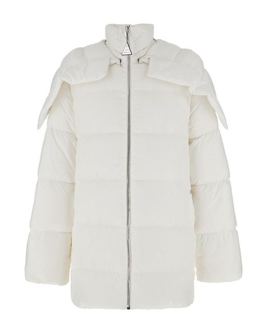Moncler White 'Cyclopic' Down Jacket With Removable Hood And Logo Patch for men