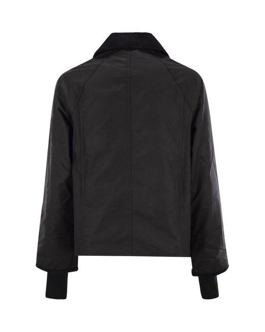 Barbour Black Beadnell Waxed Jacket With Crop Cut