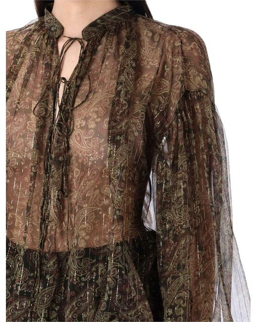 Saint Laurent Brown Cashmere Print Blouse