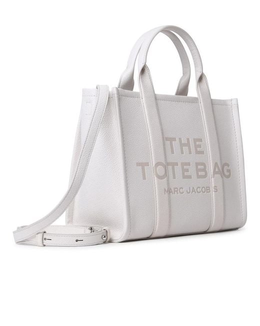 Marc Jacobs White Cream Leather Midi Tote Bag