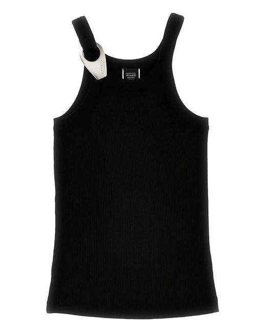 Pinko Black 'Clay' Cotton Blended Sleeveless T-Shirt