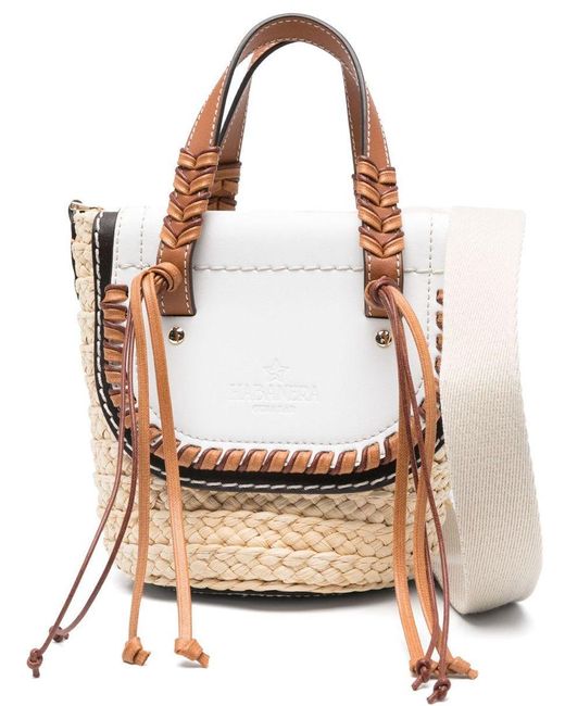 CUBA LAB】WHITE LEATHER HABANERA FRINGES SATCHELS BAG CUBA LAB】WHITE LEATHER HABANERA FRINGES SATCHELS BAG