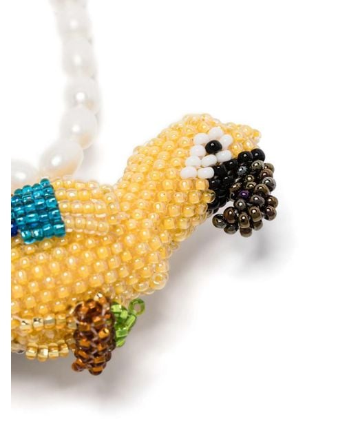 Forte Forte Metallic Short Necklace With Beadwork And Animal Pendant