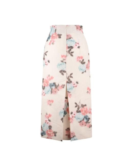 Philosophy Di Lorenzo Serafini Pink Floral Taffeta Pencil Skirt