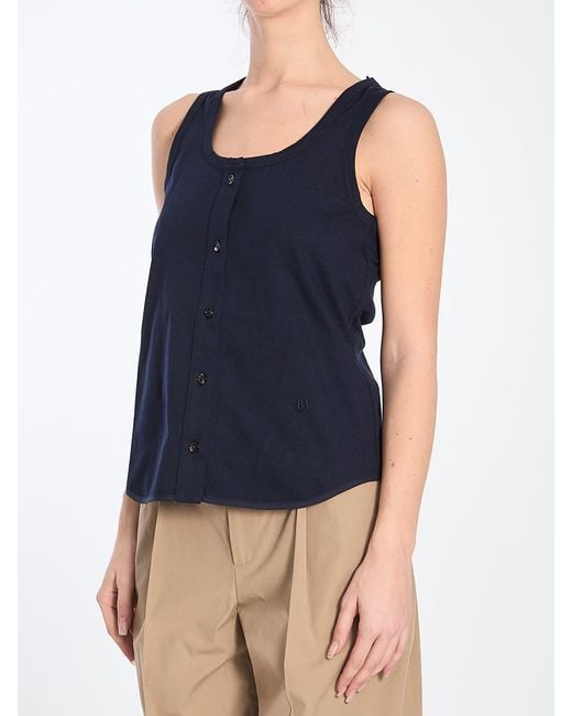 Bottega Veneta Blue Tank Top With Buttons