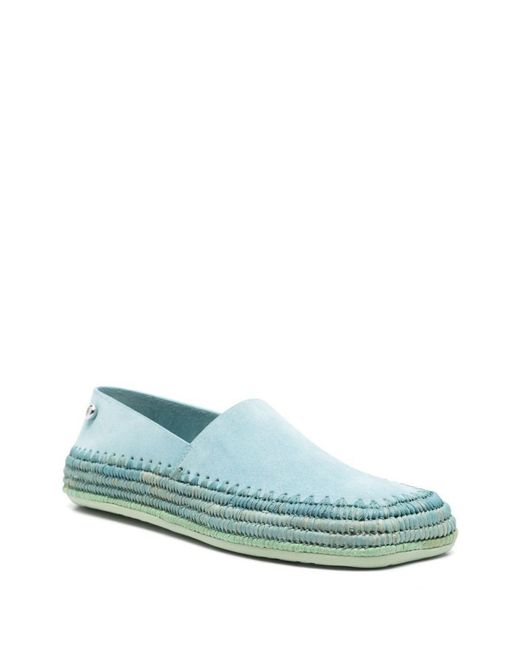Loewe Blue X Paula's Ibiza Suede Raffia-Trim Rio Slippers