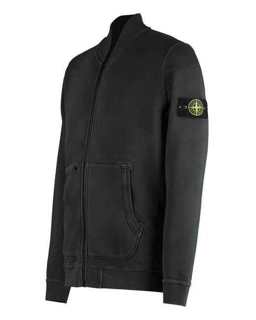 Stone island black zip up hoodie deals