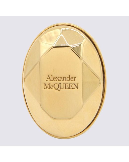 Alexander McQueen Metallic Stone Logo Ring