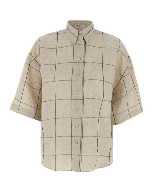 Brunello Cucinelli Natural Check Shirt