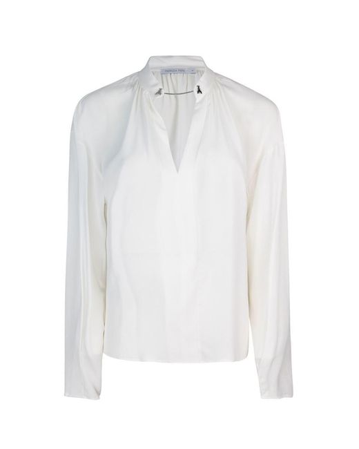 Patrizia Pepe White Blusa Bianca Con Gemelli