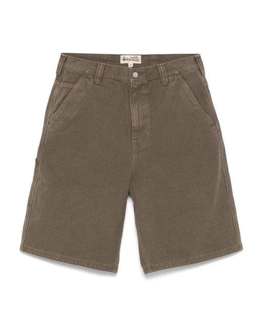 Stussy Gray Canvas Shorts for men