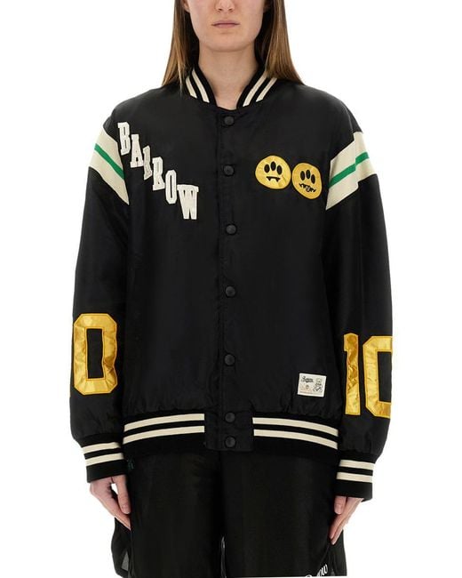 Barrow Black Satin Bomber Jacket