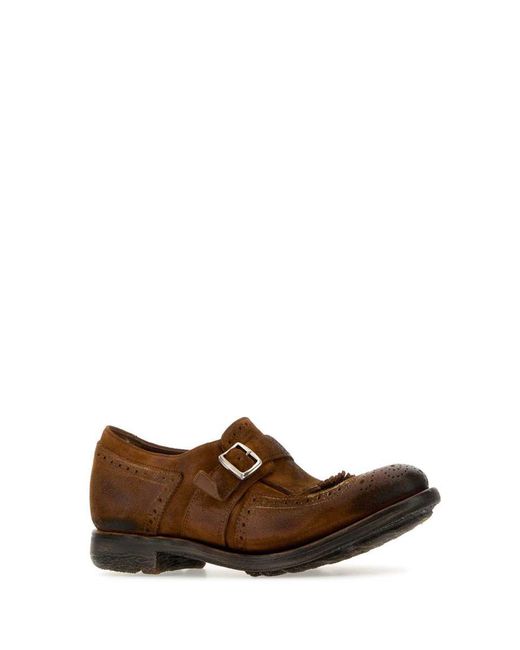 Church's Brown Caramel Suede Shanghai W Monk Strap Shoes